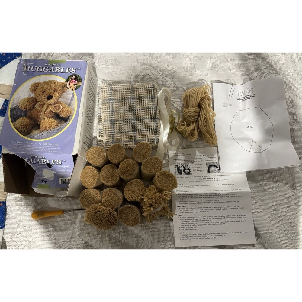 Latch Hook Kit Huggables 14" Teddy Bear Stuffed Animal New Open Package